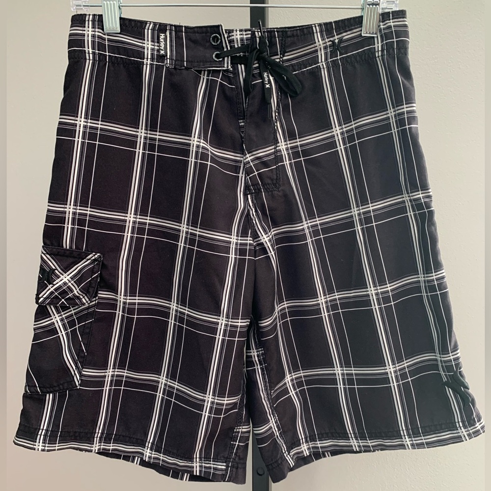 Hurley Black and White Board Shorts Quick-Dry Swimwear